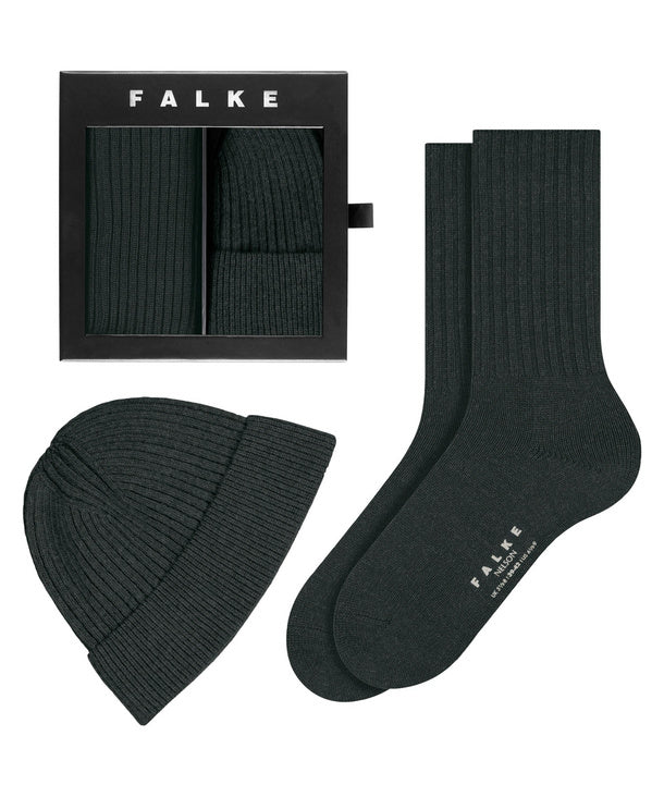 Gjafakassi herra, húfa og sokkar, Merino ullarblanda - Falke