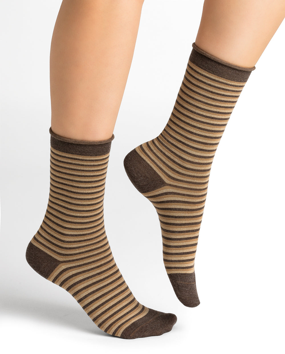 Röndóttir tískusokkar með glimmer - Fine Wool Stripes glimmer sokkar - Bleuforêt