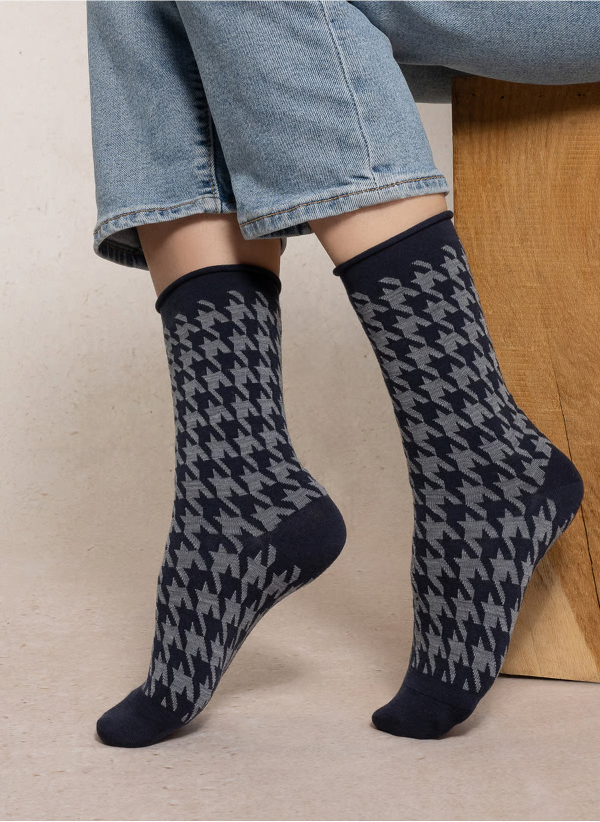 Fine Wool, Houndstooth sokkar - Bleuforêt