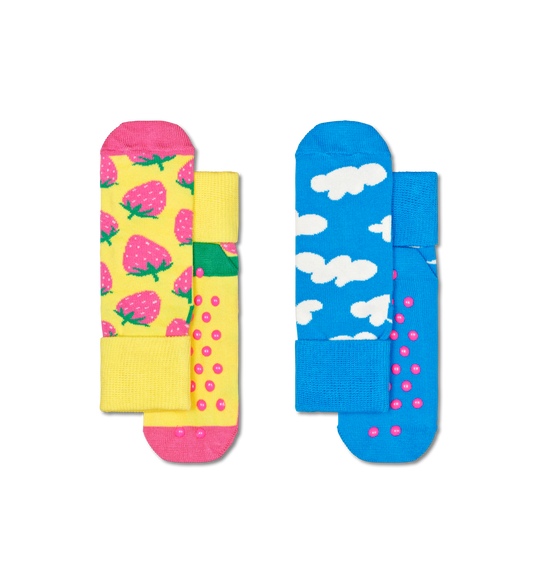Barna Sokkar, jarðaber/ský, Antislip (2 pör) - Happy Socks
