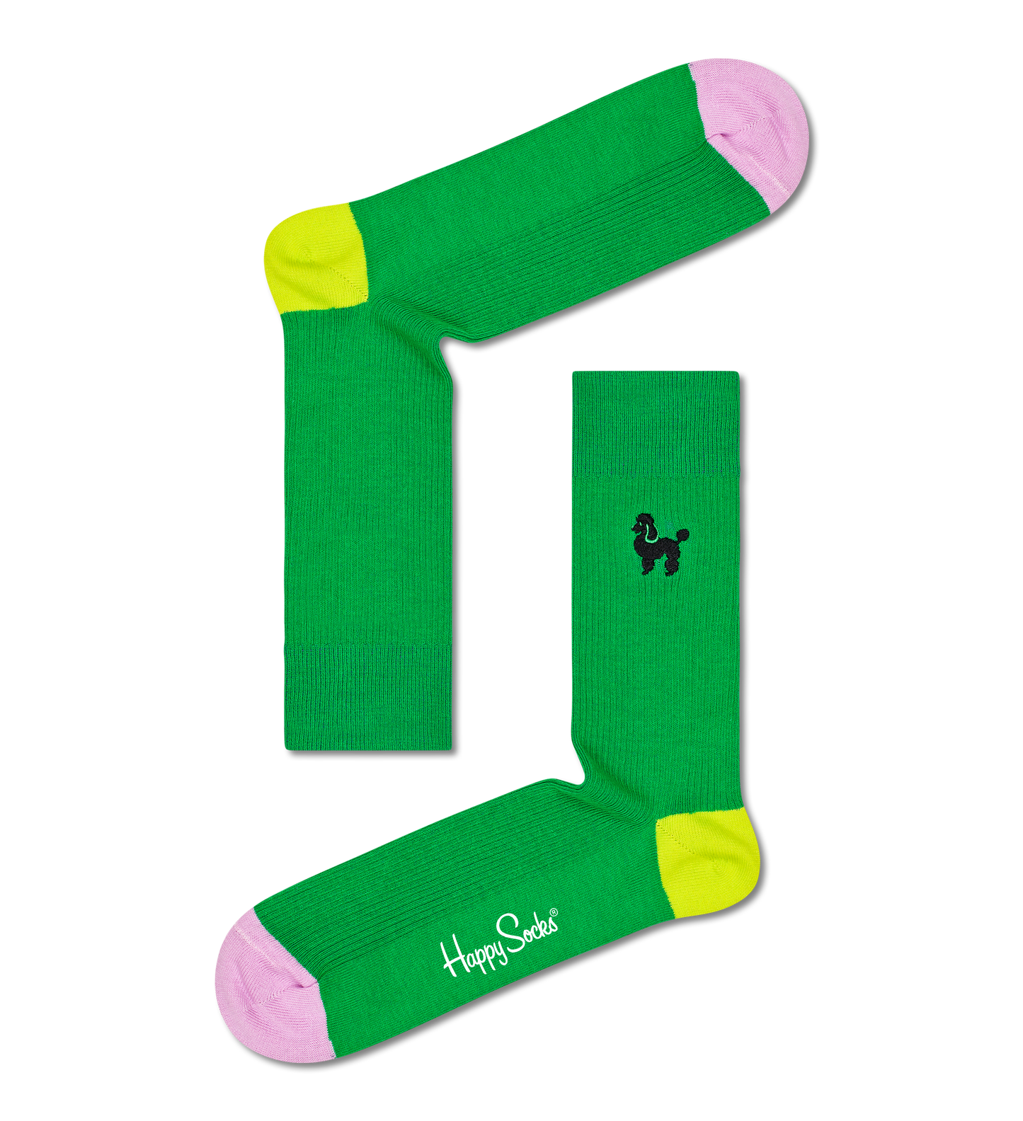 Grænir Poodle Ribbed Embroidery Sokkar - Happy Socks