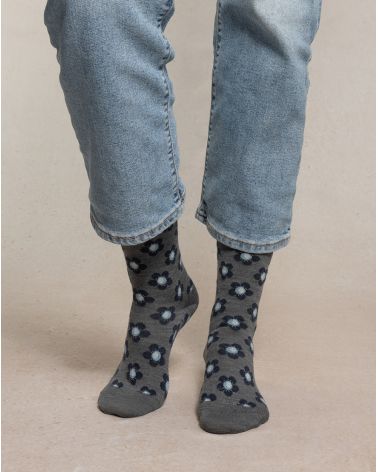 Fine Wool, Blómamunstur sokkar - Bleuforêt