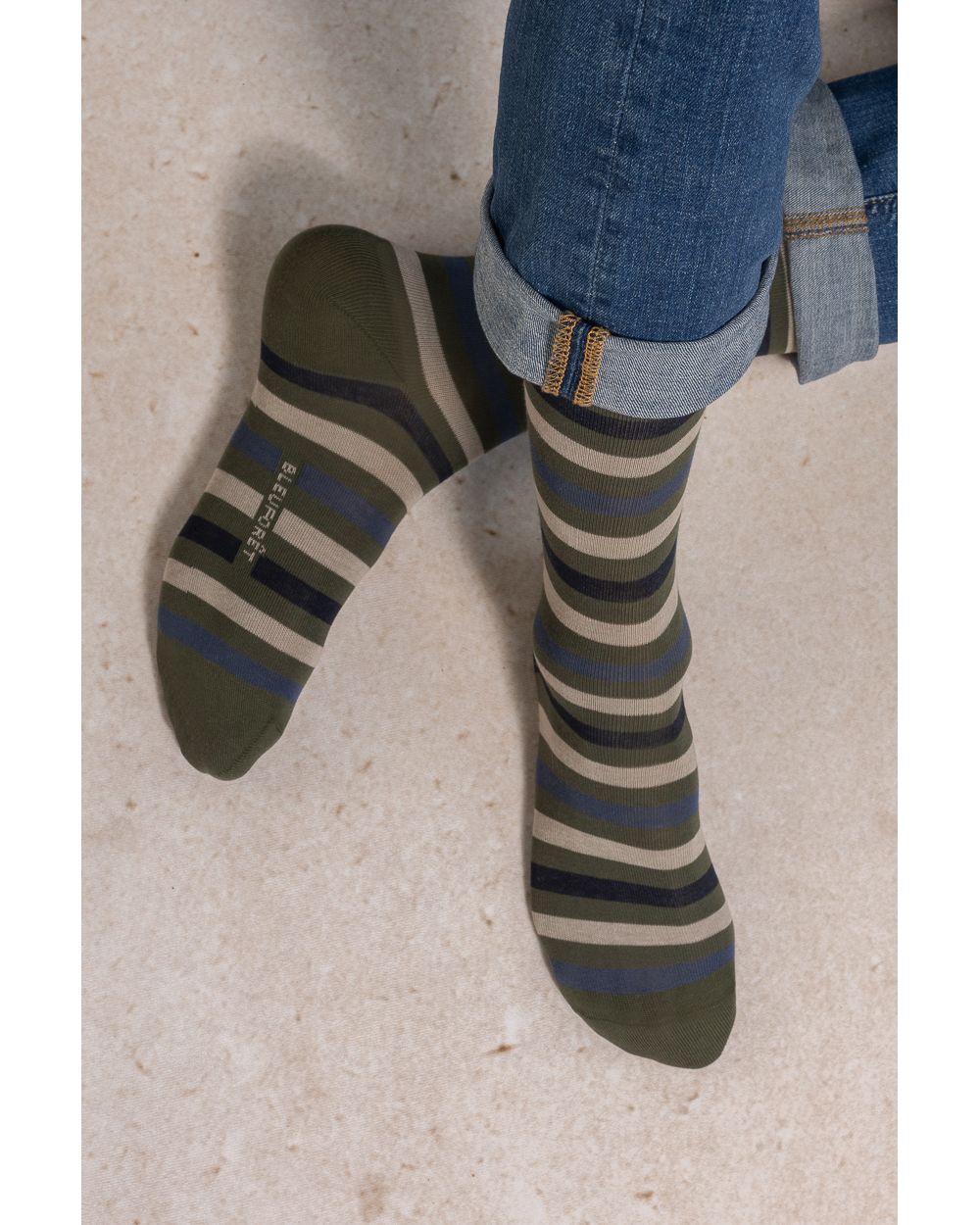 Herra Röndóttir bómullar sokkar - Bleuforet