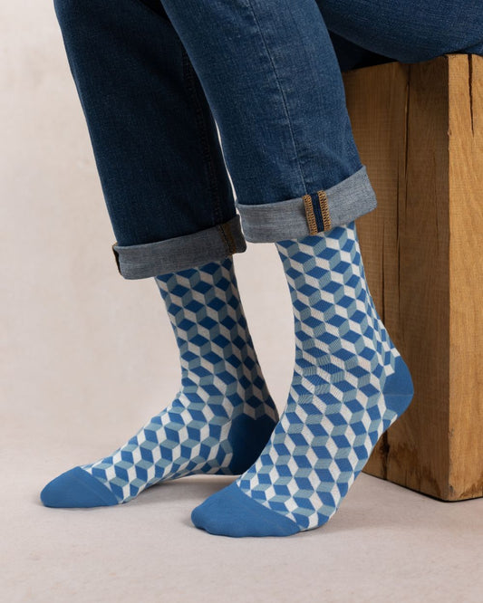Herra bómullar sokkar , munstraðir- Bleuforet