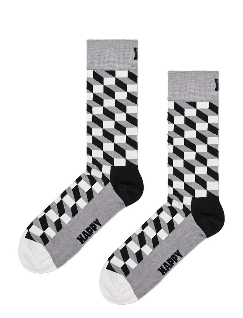 Filled Optic Hvít/svartir sokkar - Happy Socks