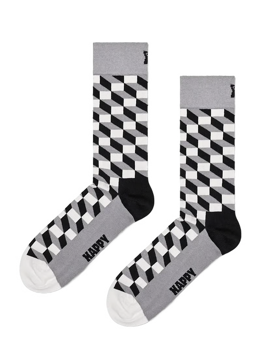 Filled Optic Hvít/svartir sokkar - Happy Socks
