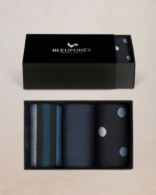 Herra 3 pakk- bómullar sokkar - Bleuforet